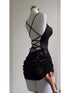 Women’s Sleeveless Backless Satin Bodycon Mini Dress for Summer Party Clubwear with Lace-Up Design and Hollow Out Details